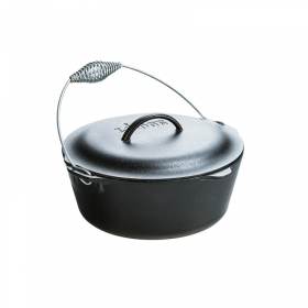 LODGE Μαντεμένιο Dutch Oven 6,62 lt με μαντεμένιο καπάκι και ανοξείδωτη λαβή