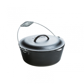 LODGE Μαντεμένιο Dutch Oven 6,62 lt με μαντεμένιο καπάκι και ανοξείδωτη λαβή