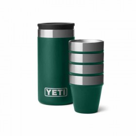 YETI® Rambler® Shot Glasses - Σετ 4 Ποτήρια Σφηνάκια Με Θήκη - Black Forest Green