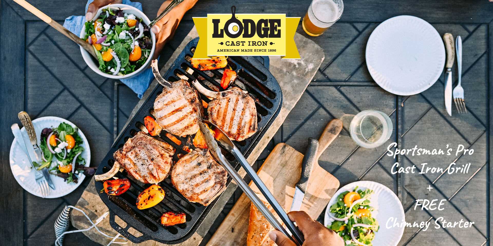 Lodge Sportsman\'s Pro Cast Iron Grill Combo